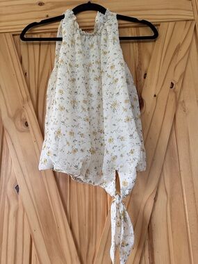 Sienna Sky White Floral Asymmetrical Tie-Hem Skirt
